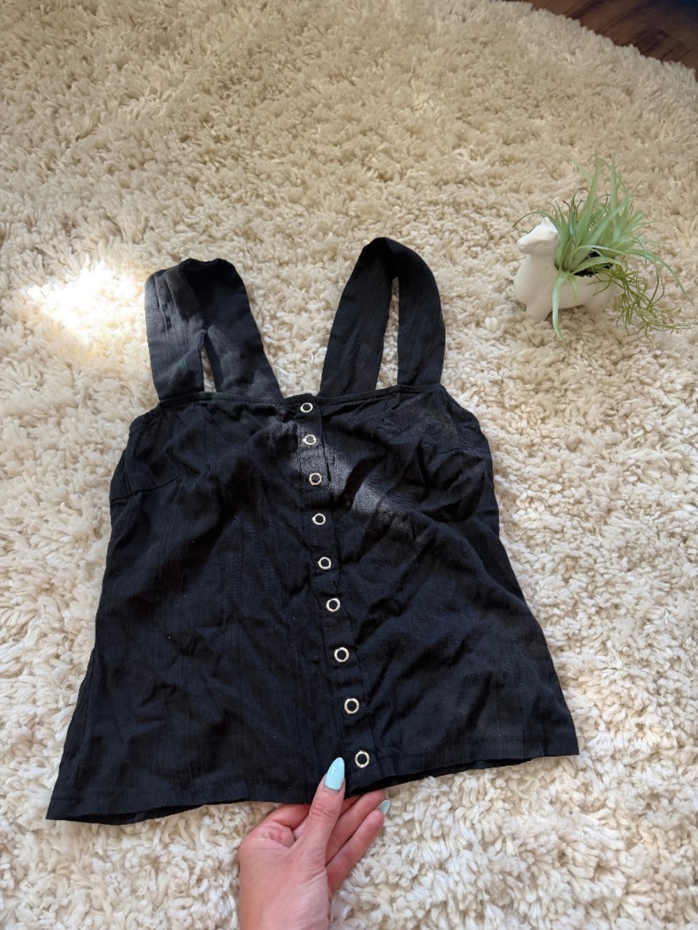Forever 21 black Forever 21 Black Button-Front summer streetwear skater Wide-Str